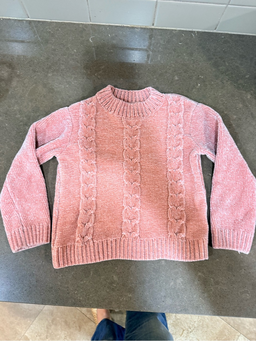 DKNY Pink Cable Knit Crewneck Sweater